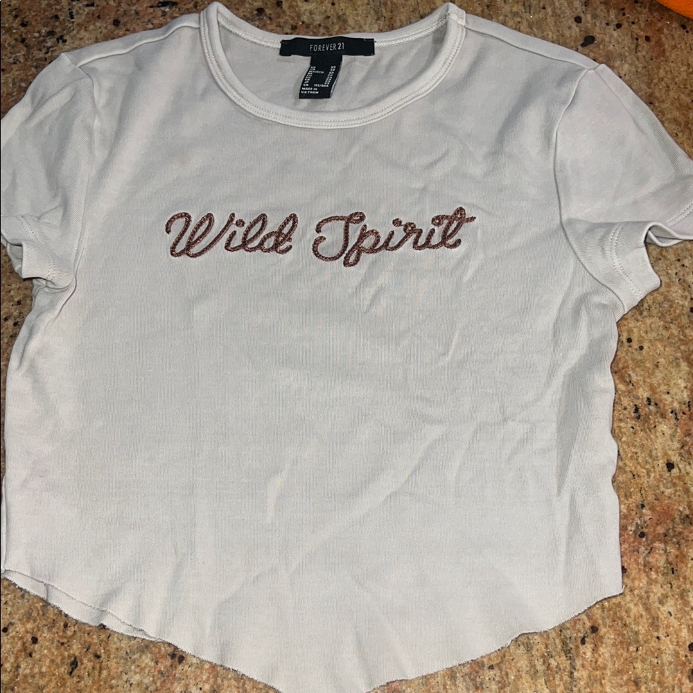 Forever 21 Cream 'Wild Spirit' Crop Top